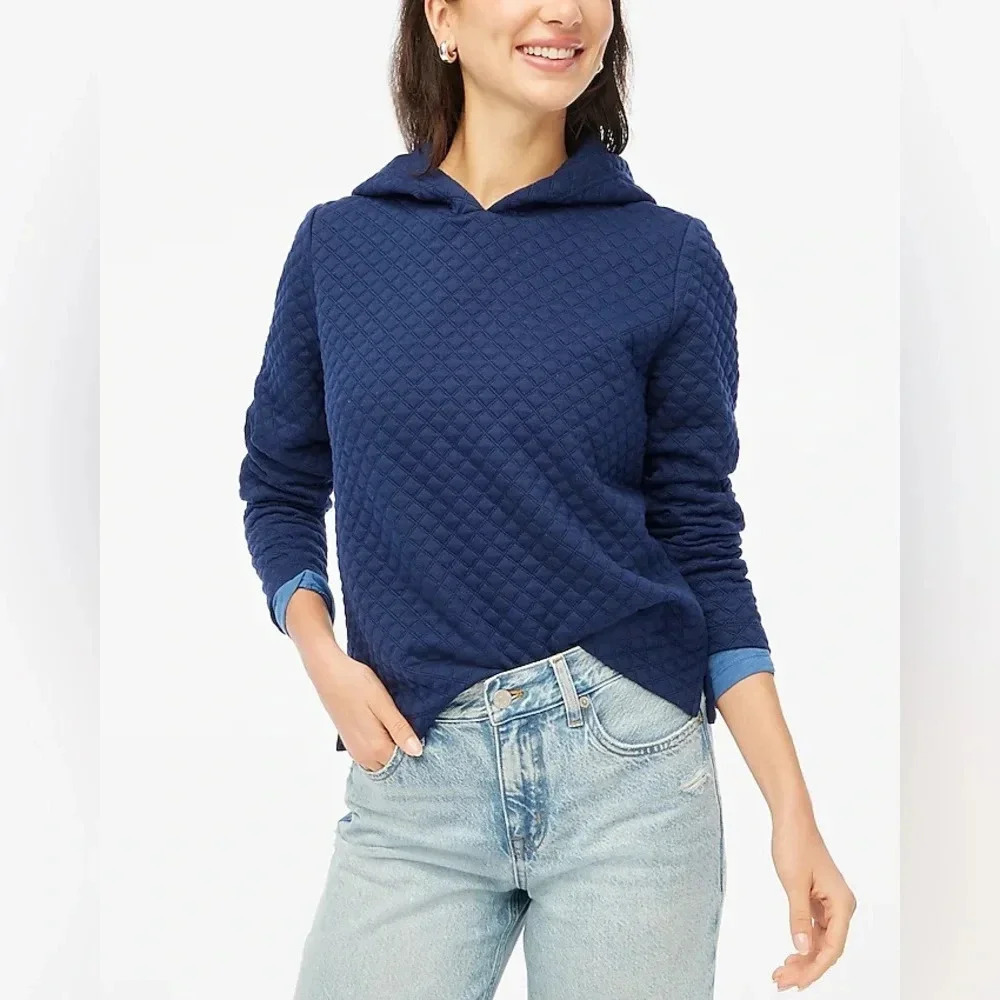 J. Crew navy quilted hoodie sz xxs